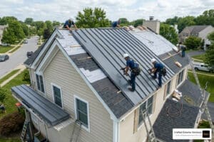 metal roof installation over asphalt shingles on residential home